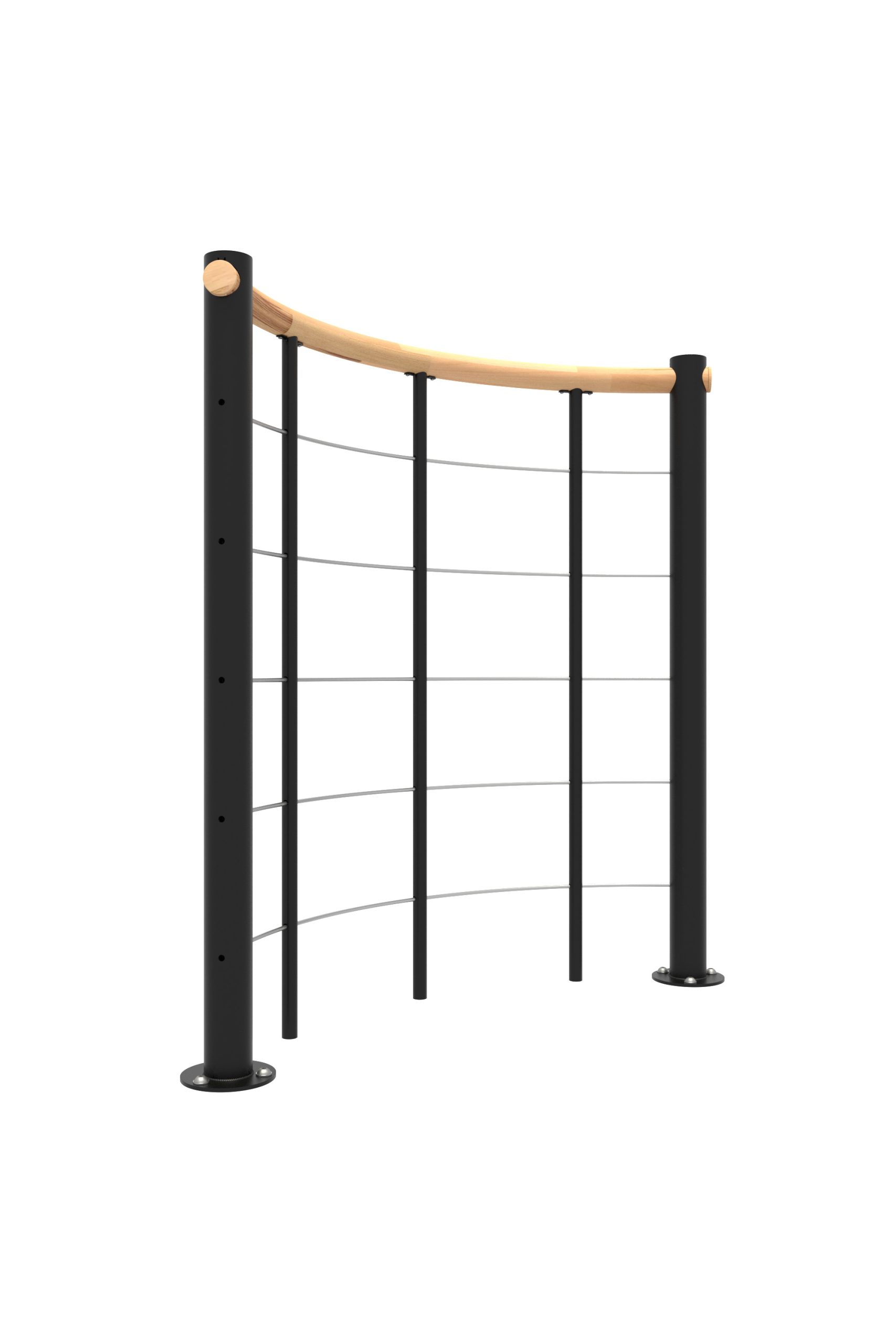 Minka_Treppe_Bruestungsgelaender_Untergurte_Holz_Buche_schwarz_rund Brüstungsgeländer mit Untergurten und Holz-Handlauf rund – Bild 1