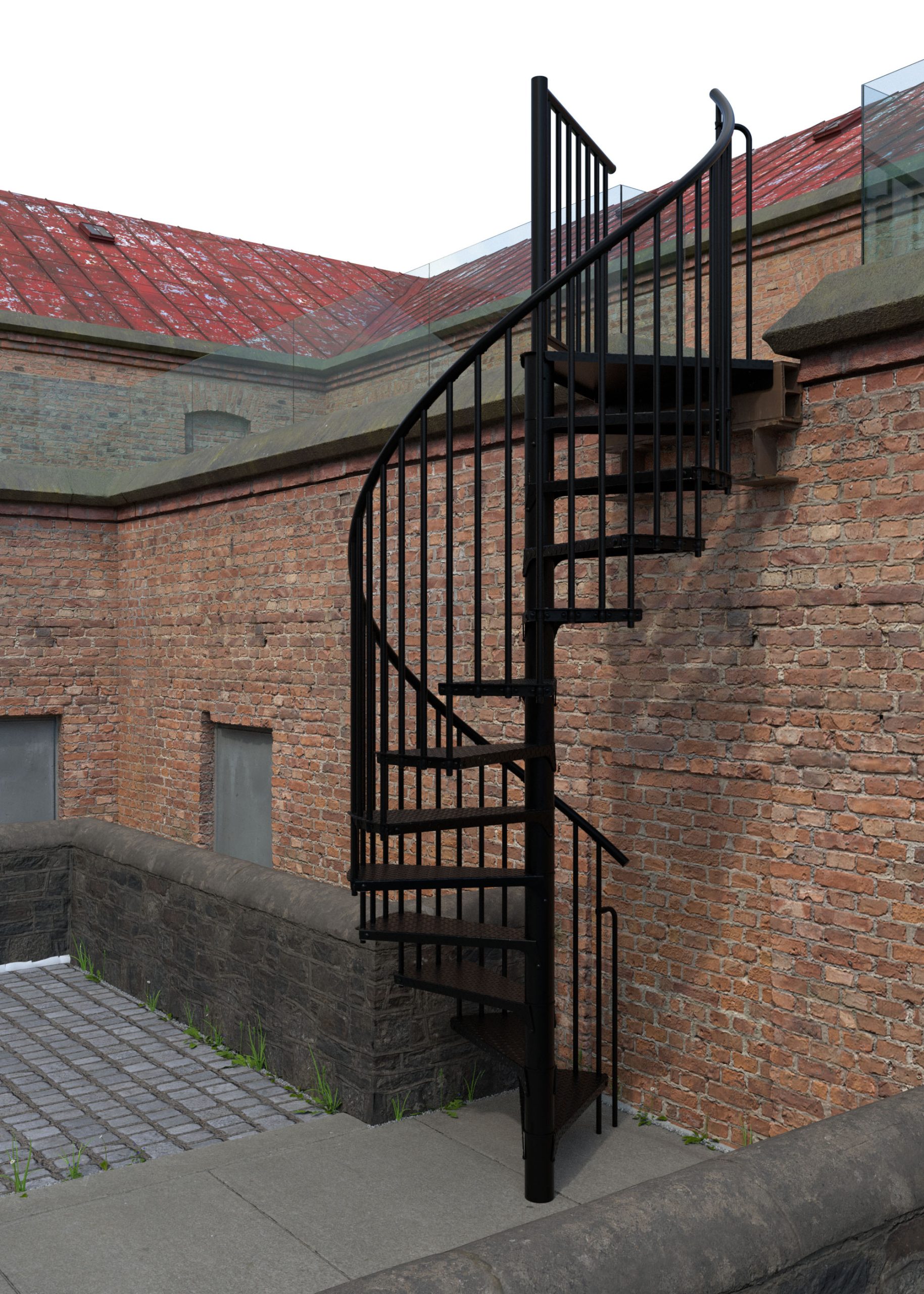 Rondo-Zink-Color_schwarz-Außentreppe Rondo-Zink-Color_schwarz-Außentreppe