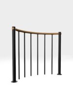 Brüstungsgeländer mit vertikalen Stäben und Holz-Handlauf rund