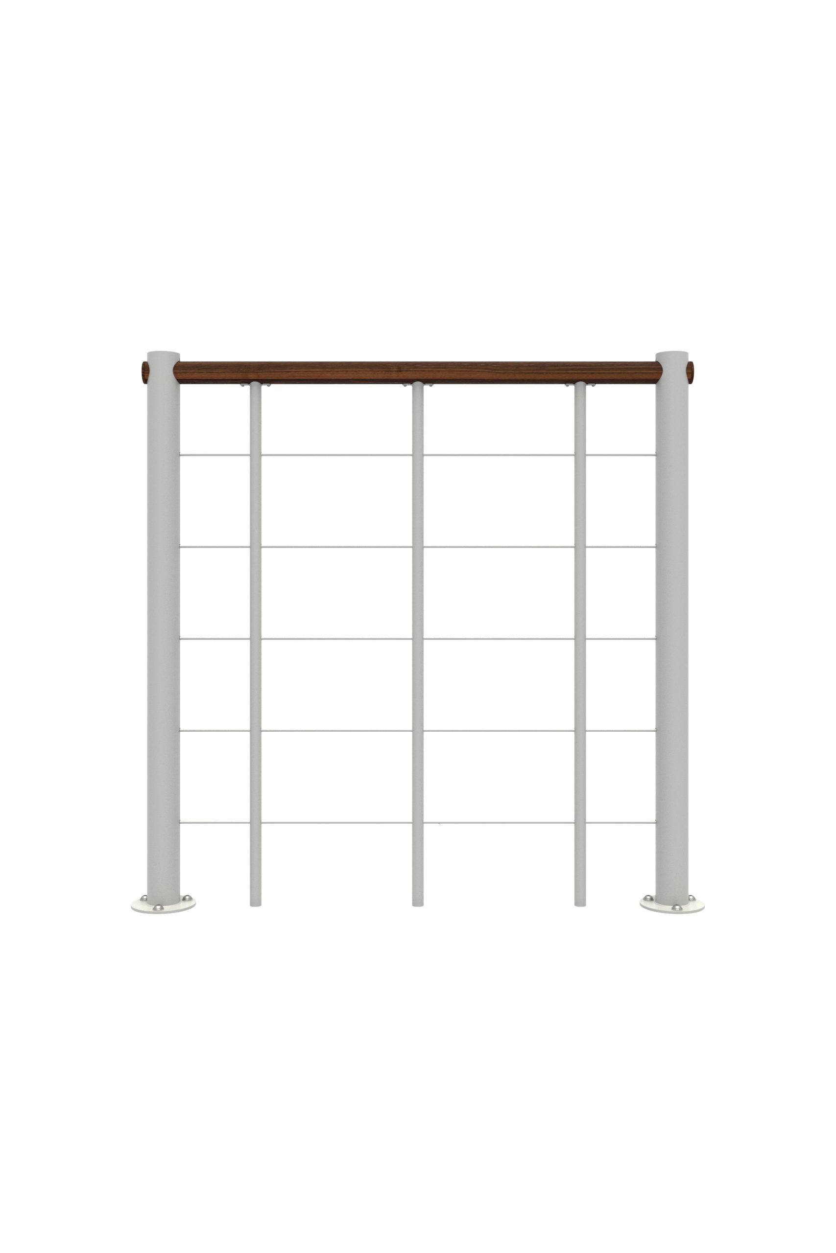 Bruestungsgelaender_Untergurte_Holz_Walnuss_weiss_gerade-7-scaled Brüstungsgeländer mit Untergurten und Holz-Handlauf gerade – Bild 1